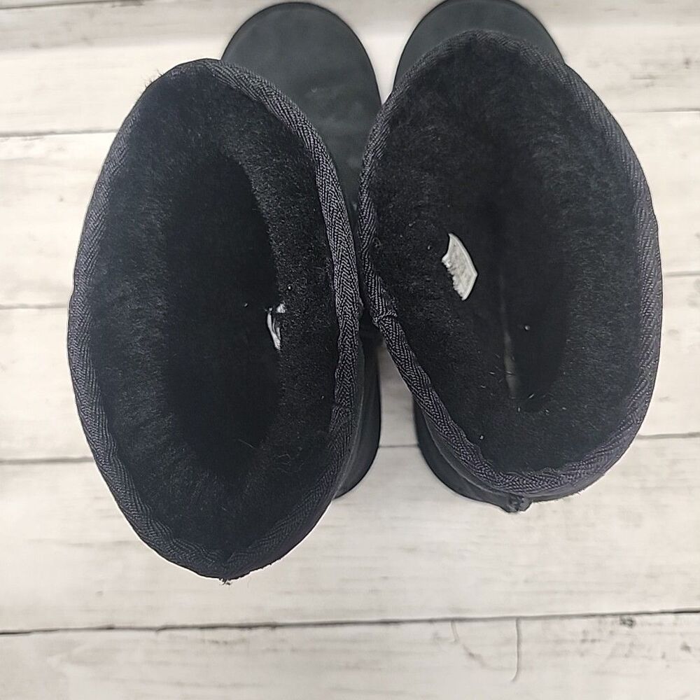UGG Boots Classic Short II Black Suede Fur Boots Women Size 6 - Picture 5 of 8